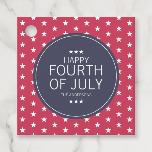 Klassieke rode sterren vierde juli onafhankelijkhe bedankjes labels (Voorkant)