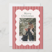 Klassieke rode streep foto kerstkaart (Voorkant)