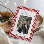 Klassieke rode streep foto kerstkaart