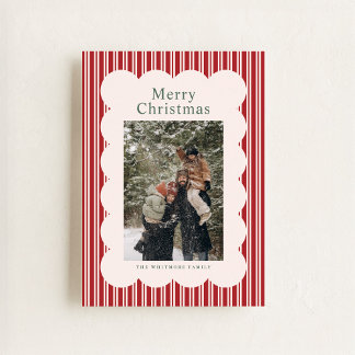 Klassieke rode streep foto kerstkaart