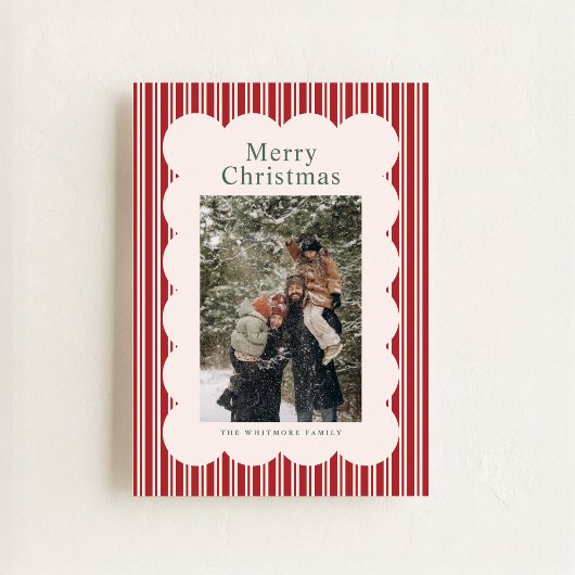 Klassieke rode streep foto kerstkaart