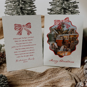 Klassieke rode strik stijlvolle lijst foto Kerstmi Feestdagenkaart