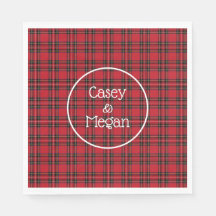 Klassieke rode tartan geruite papieren servet