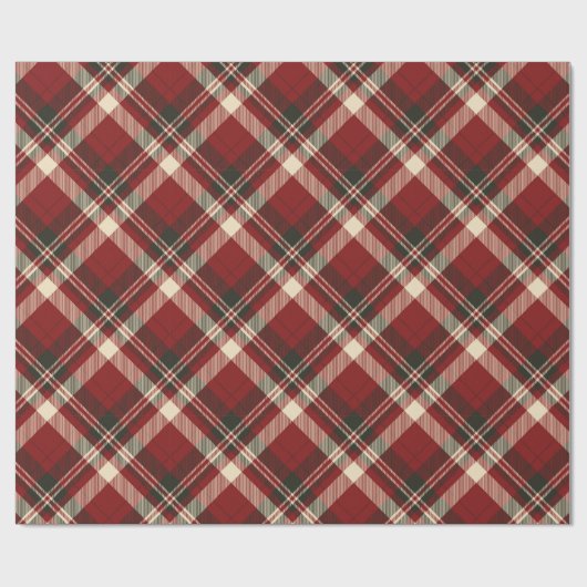 Klassieke Rode Tartan Plaid Kerstvakantie Cadeaupapier (Vlak)