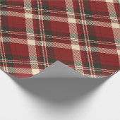 Klassieke Rode Tartan Plaid Kerstvakantie Cadeaupapier (Hoek)