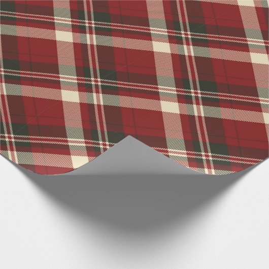 Klassieke Rode Tartan Plaid Kerstvakantie Cadeaupapier (Hoek)