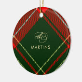 Klassieke Rode Tartan Plaid Naam en Foto Kerstmis Keramisch Ornament (Links)