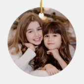 Klassieke Rode Tartan Plaid Naam en Foto Kerstmis Keramisch Ornament (Achterkant)