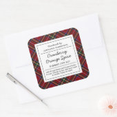 Klassieke rode tartan vakantie sudderpot vierkante sticker (Envelop)