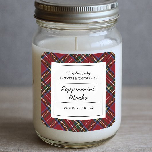 Klassieke rode tartan vakantie vierkante sticker