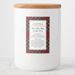 Klassieke rode tartan vakantie voedselcontainer etiket
