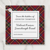 Klassieke Rode Tartan Zelfgemaakte Voedsel Bedankjes Labels (Voorkant)
