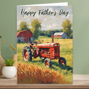 Klassieke rode tractor Gelukkig Vaderdag Kaart