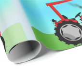 Klassieke rode tractor "Happy Birthday, naam" Cadeaupapier (Rol Hoek)