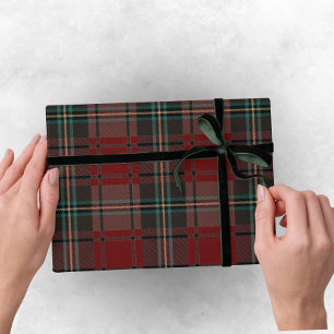 Klassieke Rode Traditionele Kerst - Plaid Stripe Cadeaupapier