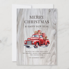 Klassieke Rode Truck Kerstcadeaus Rustiek Hout Feestdagenkaart