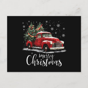 Klassieke Rode Truck Santa Boom Kerstmis Grappig Briefkaart
