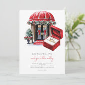 Klassieke rode vintage kerstbruiloft kaart (Staand voorkant)
