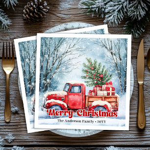 Klassieke rode vrachtwagen Kerst scène rustieke se Servet
