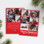 Klassieke Rode Vrolijke Kerstmis Verticale Tien Fo Feestdagenkaart<br><div class="desc">Vier het seizoen met deze unieke, klassieke rode Merry Christmas verticale tien foto vakantie kaart met een vleugje charme. Het minimalistische ontwerp toont een elegant rood-wit kleurenpalet, dat de gezellige sfeer van de winter oproept. De moderne en leuke aantrekkingskracht, gecombineerd met de traditionele formulering, creëer vormen een perfecte balans tussen...</div>