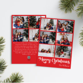 Klassieke Rode Vrolijke Kerstmis Verticale Tien Fo Feestdagenkaart