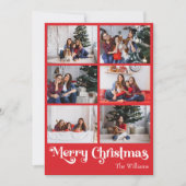 Klassieke Rode Vrolijke Kerstmis Verticale Tien Fo Feestdagenkaart (Voorkant)