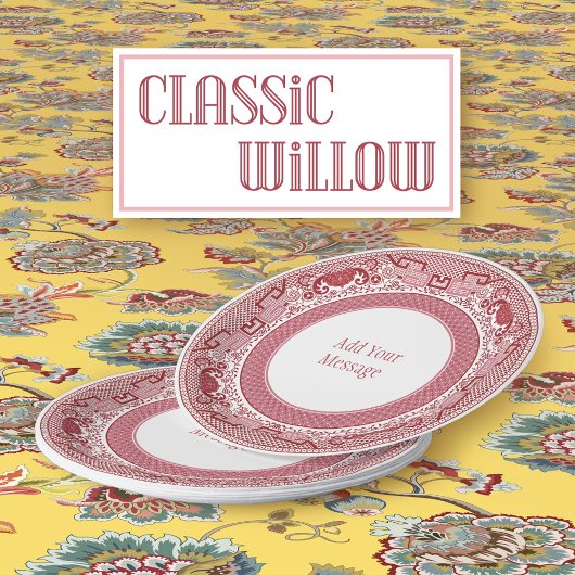 Klassieke Rode Wilg Papier Borden Papieren Bordje