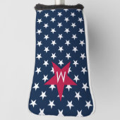 Klassieke rode witte blauwe monogram sterren golfheadcover (Draai 90)