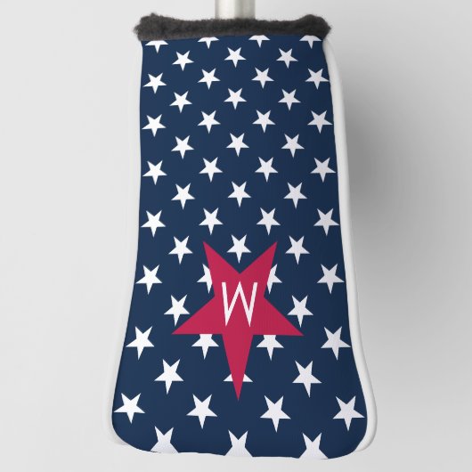 Klassieke rode witte blauwe monogram sterren golfheadcover (Draai 90)