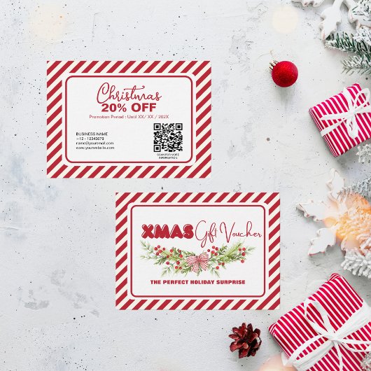 Klassieke Rode Witte Bloembessen Xmas Kortingskaartje