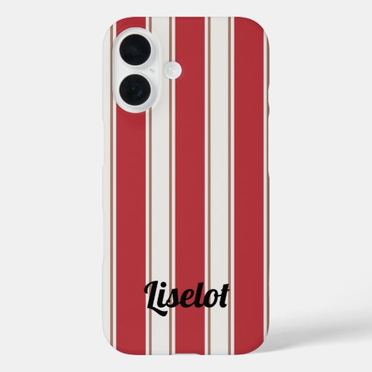 Klassieke rode, witte en Mocha Muizenstrepen Case-Mate iPhone Case (Achterkant)