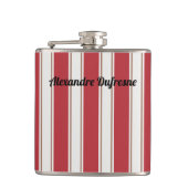 Klassieke rode, witte en Mocha Muizenstrepen Heupfles (Voorkant)