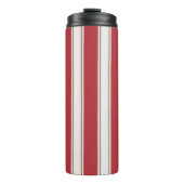 Klassieke rode, witte en Mocha Muizenstrepen Thermosbeker (Voorkant)