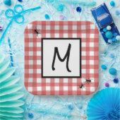 Klassieke Rode Witte Gingham Ants BBQ Picnic Party Papieren Bordje (Feest)