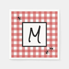 Klassieke Rode Witte Gingham Ants BBQ Picnic Party Servet