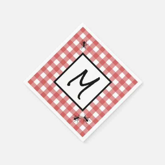 Klassieke Rode Witte Gingham Ants BBQ Picnic Party Servet (Hoek)