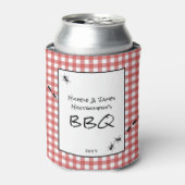 Klassieke Rode Witte Gingham Mieren BBQ Picknick F Blikjeskoeler (Blikje Voorkant)