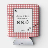 Klassieke Rode Witte Gingham Mieren BBQ Picknick F Blikjeskoeler (Achterkant)