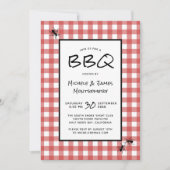 Klassieke Rode Witte Gingham Mieren BBQ Picknick F Kaart (Voorkant)