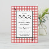 Klassieke Rode Witte Gingham Mieren BBQ Picknick F Kaart (Staand voorkant)