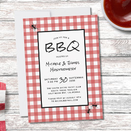 Klassieke Rode Witte Gingham Mieren BBQ Picknick F Kaart