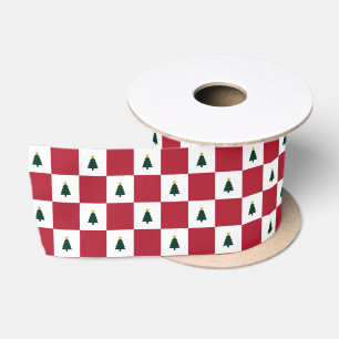 Klassieke Rode Witte Groene Kerstbomen met Sterren Satijnen Lint