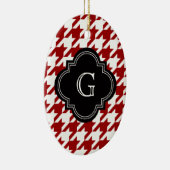 Klassieke rode witte hond met monogram keramisch ornament (Rechts)