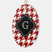 Klassieke rode witte hond met monogram keramisch ornament (Links)