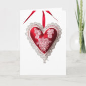 Klassieke Rode Witte Kant Valentijnsdag Hartkaart Kaart (Voorkant)