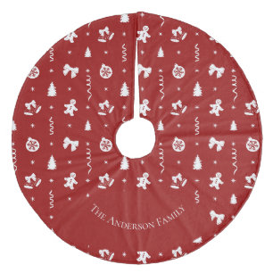 Klassieke Rode & Witte Kerst Gingerbread Fleece Kerstboom Rok
