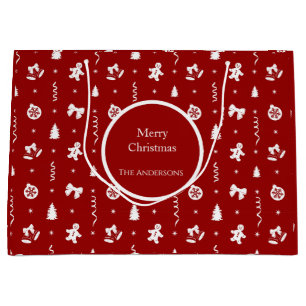 Klassieke Rode & Witte Kerst Gingerbread Groot Cadeauzakje