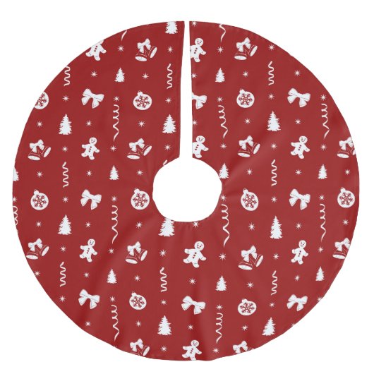 Klassieke Rode & Witte Kerst Gingerbread Kerstboom Rok (Voorkant)