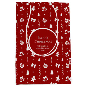 Klassieke Rode & Witte Kerst Gingerbread Medium Cadeauzakje