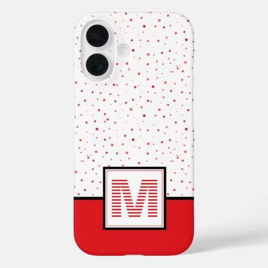 Klassieke Rode+Witte Striped Monogram Waterverf St Case-Mate iPhone Case (Achterkant)